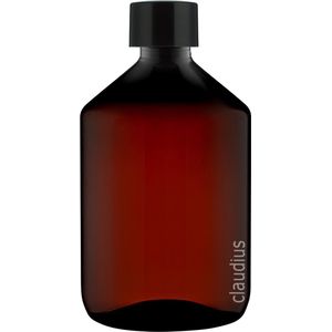 Lege Plastic Fles Apothekersfles 500 ml PET Amber bruin - met zwarte dop - set van 10 stuks - navulbaar - leeg