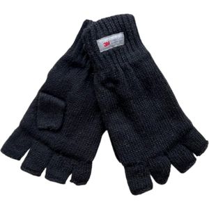 Vingerloze handschoenen - Heren handschoenen - Handschoenen zonder vingers - Thinsulate - Wol - Zwart - One size