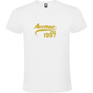 Wit T-Shirt met “Awesome sinds 1997 “ Afbeelding Goud Size XL