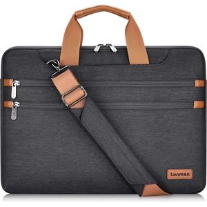15,6 inch laptophoes, waterdichte schoudertas, tas, compatibel met Lenovo 15,6"" Ideapad 330/15,6"" HP EliteBook 850 G3, Dell New Latitude 3590 Chromebook Ultrabook (zwart)