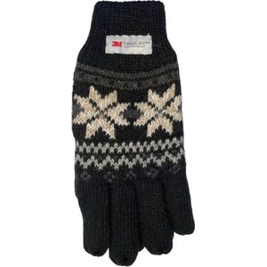 Heren handschoenen winter - Thinsulate voering - Noors motief zwart - One size
