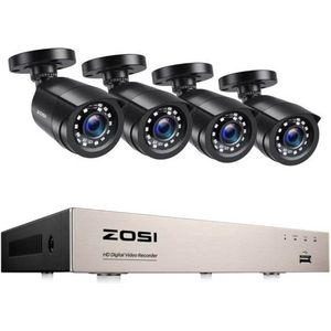Zosi Home Security Systeem H.265 + 8CH - CCTV - Beveiligingscamera set met 4 Cameras Outdoor Buiten - Home Security Camera Systeem - Wifi Camera Set - Video + Audio-opname - Beveiligingscamera - 4 Camera’s - Nachtzicht - Motion Detector