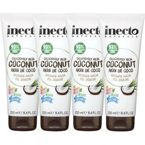 Inecto - Coconut Shower Wash - 4 pak - Hydraterend - Tropische Geur - Natuurlijk