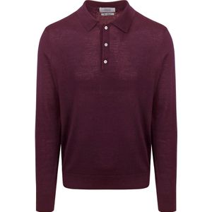 King Essentials The Robert Long Sleeve Poloshirt Merino Burgundy - Heren - Pullovers