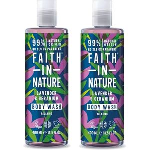 FAITH IN NATURE – Body Wash Lavender & Geranium – 2 pak – Ontspannend - Natuurlijk