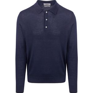 King Essentials The Robert Long Sleeve Poloshirt Merino Navy - Heren - Pullovers