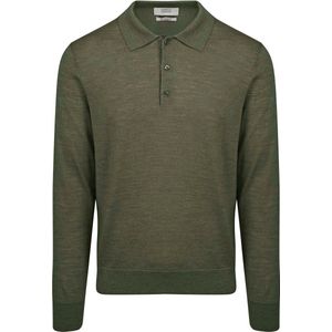 King Essentials The Robert Long Sleeve Poloshirt Merino Army Groen - Heren - Pullovers