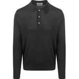King Essentials The Robert Long Sleeve Poloshirt Merino Zwart - Heren - Pullovers