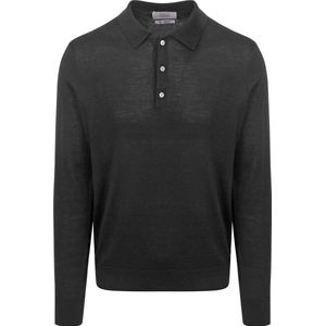 King Essentials The Robert Long Sleeve Poloshirt Merino Zwart - Heren - Pullovers
