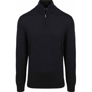 King Essentials The Michael Half Zip Pull Merino Zwart - Maat L - Heren - Pullovers