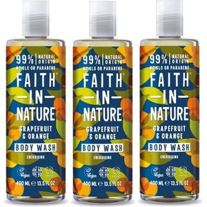 FAITH IN NATURE – Body Wash Grapefruit & Orange – 3 pak – Energetisch - Natuurlijk