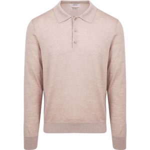 King Essentials The Robert Long Sleeve Poloshirt Merino Beige - Maat M - Heren - Pullovers