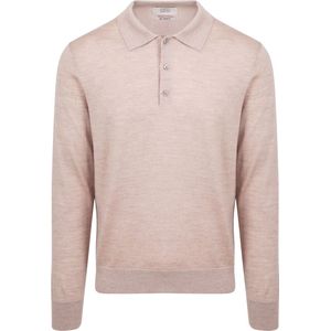 King Essentials The Robert Long Sleeve Poloshirt Merino Beige - Heren - Pullovers