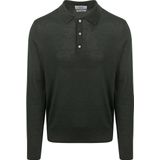 King Essentials The Robert Long Sleeve Poloshirt Merino Army Groen - Heren - Pullovers