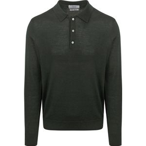 King Essentials The Robert Long Sleeve Poloshirt Merino Army Groen - Heren - Pullovers