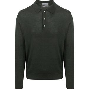 King Essentials The Robert Long Sleeve Poloshirt Merino Donkergroen - Heren - Pullovers