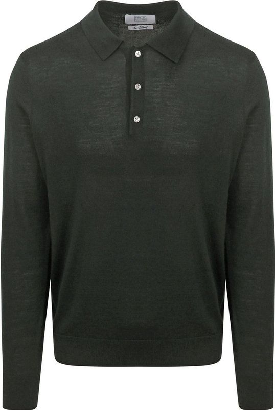 King Essentials The Robert Long Sleeve Poloshirt Merino Army Groen - Heren - Pullovers