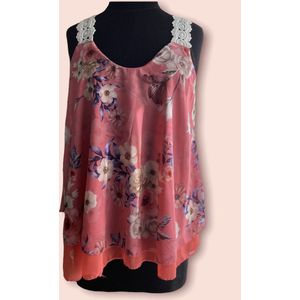 Topje, roze gebloemd, One size