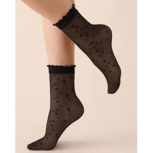 Gabriella Lovie zwarte pantysokjes met hartjes patroon 20DEN