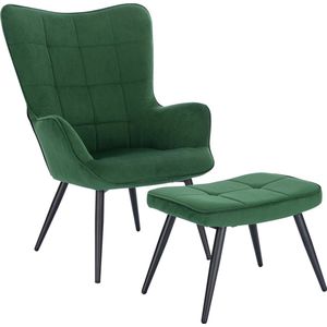 Polaza®️ Fauteuil Met Voetenbank - Luxe Stoel - Relaxfauteuil - Relaxstoel - Loungestoel - Voetsteun - Kruk - Armleuning - Groen