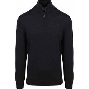 King Essentials - The Michael Half Zip - Pullover - Zwart - Merinowol