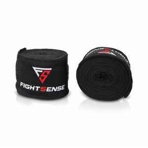 FIGHTSENSE -  2 Stuks Boks Bandage - Boxing Wraps -  Zwart 250 cm