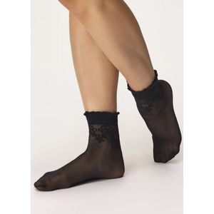 2 pack Gabriella Pantysokjes Bea 20DEN met patroon, one size, zwart