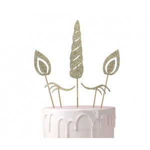 Little koekies - Taarttopper unicorn goud - unicorn feestje - verjaardags topper - goud
