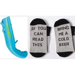 Grappige Sokken Bring me Beer en Bierdop Schieter - Bieropener - Cadeau Mannen - Geschenk Man - Valentijn - Vaderdag - Verjaardag