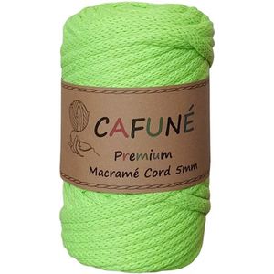 Cafuné Macrame Koord- Premium - 5 mm-Neon Geel-40 meter-Gevlochten Koord-Gerecycled Katoen-Touw-Haken-Breien-Weven-Poef Haken-Kussen Haken-Gehaakte Mand-Macramé Pakket- Haken voor beginners