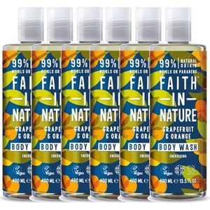 FAITH IN NATURE – Body Wash Grapefruit & Orange – 6 pak – Voordeelverpakking - Natuurlijk