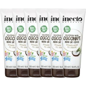 Inecto - Coconut Shower Wash - 6 pak - Hydraterend - Tropische Geur - Natuurlijk