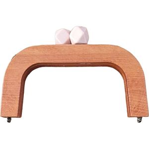Houten tassen frame - Roze - magnetische sluiting - gehaakte tas - raffia - macramé tas - 21x14cm