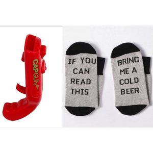 Grappige Sokken Bring me Beer en Bierdop Schieter - Bieropener - Cadeau Mannen - Geschenk Man - Valentijn - Vaderdag - Verjaardag