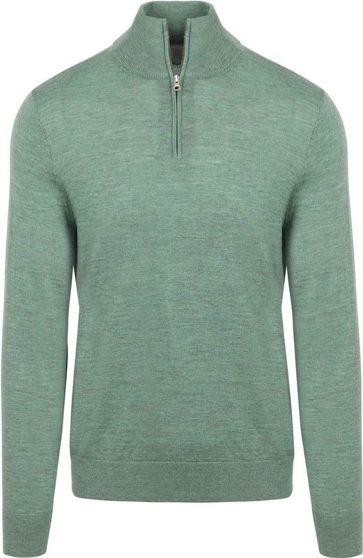 King Essentials The Michael Half Zip Pull Army Merino Groen - Heren - Pullovers