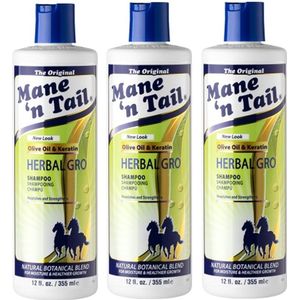 MANE ´N TAIL - Shampoo Herbal Gro – 3 pak – Olijfolie en Kruiden – Volume - Glans