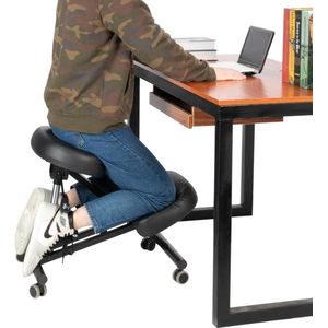 Polaza® Bureaustoel - Zwart - Ergonomisch - Gamestoel - Stoel - Kniestoel - Computer Kruk - Luxe bureaustoel - Leer