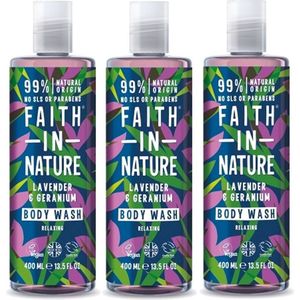FAITH IN NATURE – Body Wash Lavender & Geranium – 3 pak – Ontspannend - Natuurlijk