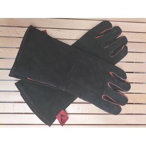 OxGear Leren Hittebestendige / Vuurvaste - BBQ Handschoenen - Gevoerd - Zwart / Rood - Soepel