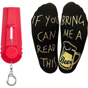 Grappige Sokken Bring me Beer en Bierdop Schieter - Bieropener - Cadeau Mannen - Geschenk Man - Valentijn - Vaderdag - Verjaardag - Cadeau onder 20 euro
