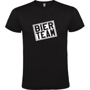 Zwart  T shirt met  print van ""Bier team "" print Wit size XS