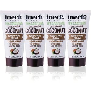 Inecto – Coconut Hand & Nail Cream – 4 pak – Droge Handen – Natuurlijke Handcreme