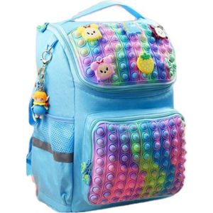 Blauw Pop it tas -zachtkleur grote Rugzak - school bag - school tasje - Grote tas - cadeautip -  Pop it school bag