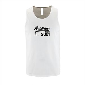 Witte Tanktop met Zwarte print ""Awesome 2001 “ size S