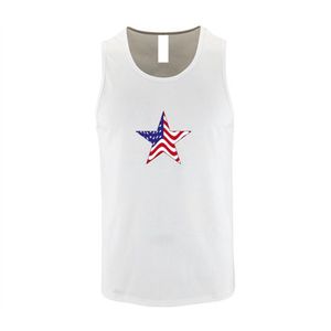 Witte Tanktop met print van 'Ster met Amerikaanse vlag' size XS
