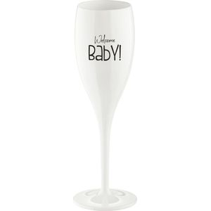 Little koekies - Champagneglas 'Welcome Baby'  - proosten - wit champagneglas - zwangerschapsaankondiging - zwanger - babyborrel