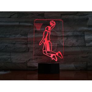 3D Led Lamp Met Gravering - RGB 7 Kleuren - Basketbal