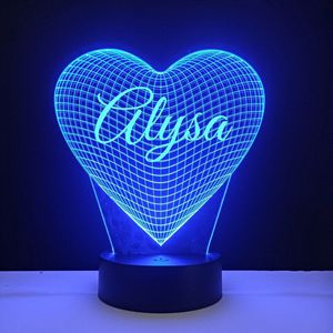 3D LED Lamp - Hart Met Naam - Alysa