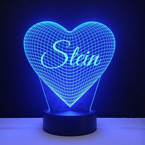 3D LED Lamp - Hart Met Naam - Stein