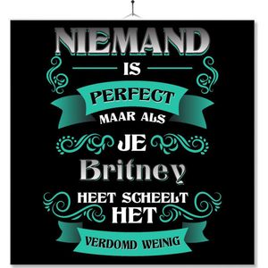 Tegel Met Opdruk | Kado | Cadeau | Niemand Is Perfect Maar Als Je Britney Heet Scheelt Het Verdomd Weinig